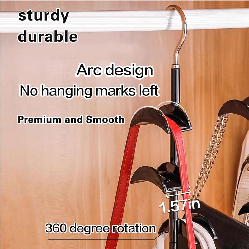 VFENHIR Purse Organizer Purse Organizer for Closet Purse Hanger-360 °Rotation,Curved Design, No Fear of Deformation of The Bag Strap，Premium and Smooth Purse Hook (Black 1 Piece) - Image 2